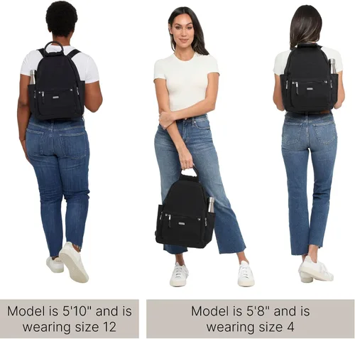 Vista 5 de Baggallini Mochila todo el día para mujer con pulsera de teléfono RFID, Negro, talla única