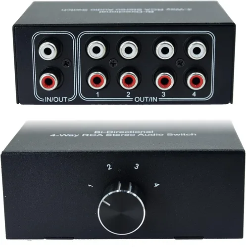Vista 12 de Sin ruido 2 en 4 salida o 4 en 2 salida Audio Selector de sonido RCA hembra canal estéreo 2 interruptor divisor caja conmutación sin alimentación