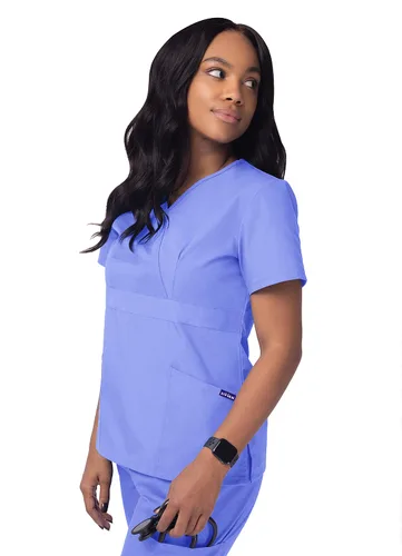 Vista 3 de Sivvan - Camisa médica para mujer con diseño cruzado alto (disponible en 12 colores), XXXL