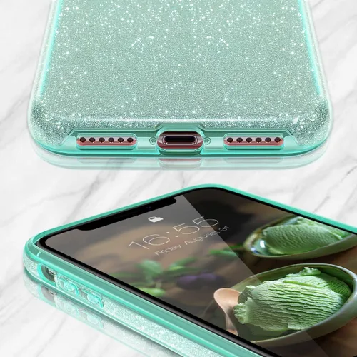 Vista 3 de Carcasa para iPhone X (2017), con brillantina, brillo de cristal de MATEPROX , Verde