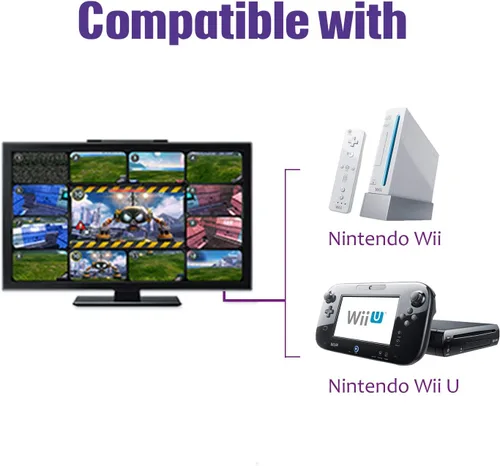 Vista 6 de Xahpower Barra de sensor para Wii, barra de sensor de rayos infrarrojos con cable de repuesto para consola Nintendo Wii y Wii U