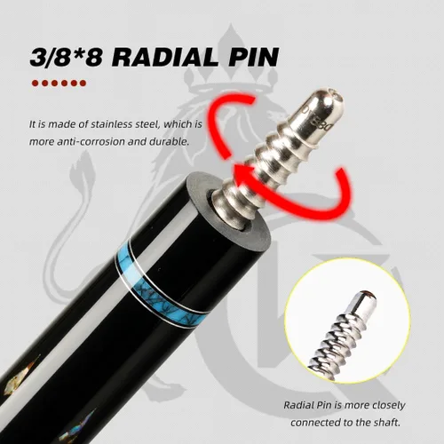 Vista 7 de KONLLEN Carbon Fiber Pool Cue Stick 58 Inch 19oz 12.5/10.5mm tip Billiard Cue Low deflection performance,3/8x8 joint,adjustable