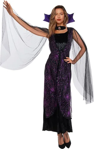 Vista 2 de EraSpooky - Disfraz de vampiro para mujer, vestido gótico de Halloween