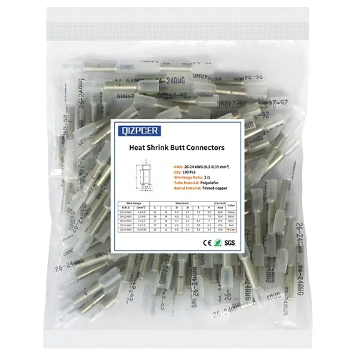 Vista 11 de Conectores a tope termorretráctiles, 12-10 AWG, 50 unidades, amarillos, impermeables, terminales de crimpado, conectores de cable eléctrico, empalme