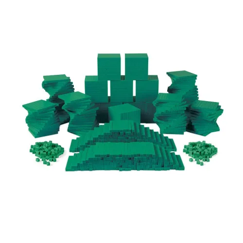 Vista 6 de hand2mind Juego completo de diez bloques de base de espuma verde, bloques de valor de lugar, cubos de conteo para matemáticas de niños, base de 10