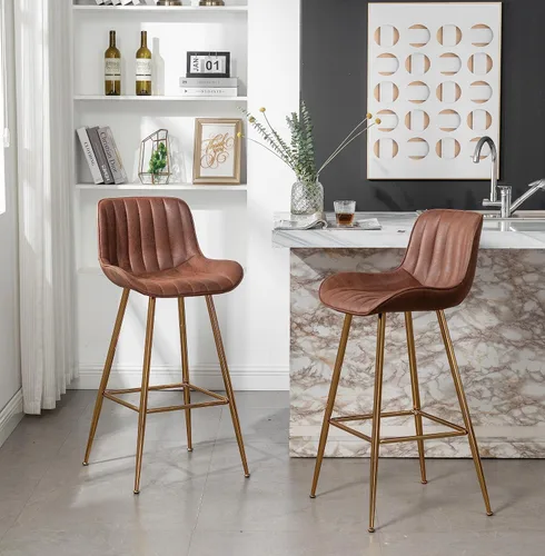 Vista 11 de Sidanli Blue - Juego de 2 taburetes de bar de terciopelo de 24 pulgadas con reposapiés, sillas de bar modernas para el hogar, isla de cocina, comedor