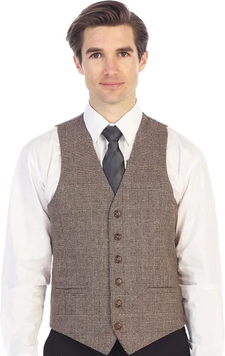 Vista 50 de Gioberti Chaleco de tweed formal de 6 botones para hombres