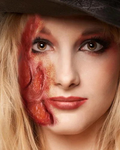 Vista 6 de Libima Máscara de prótesis de Halloween, disfraz de asesino aterrador, disfraz de Halloween, heridas de látex, máscara de miedo, accesorios