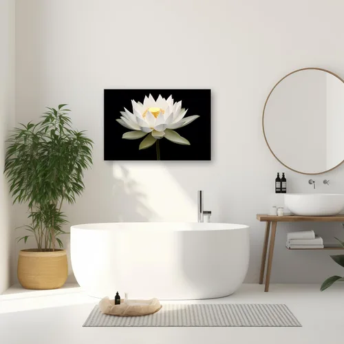 Vista 3 de CXHOSTENT Lienzo Zen para pared, diseño de flor de loto blanco, pintura de spa, meditación, espíritu, baño, yoga, decoración de marco