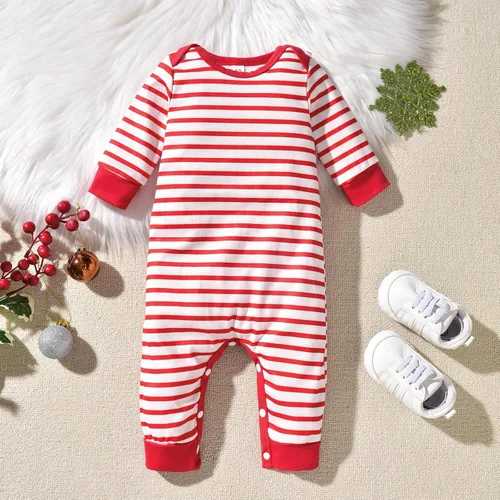 Vista 6 de HINTINA Conjunto de ropa de Navidad para bebés recién nacidos, niños y niñas, mameluco de Navidad