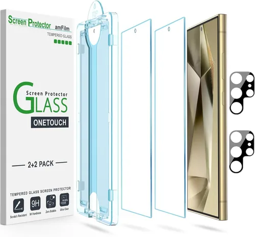Vista 23 de amFilm OneTouch - Protector de pantalla para Samsung Galaxy S22 5G de 6.1 pulgadas, dureza 9H con protector de lente de cámara, más fácil