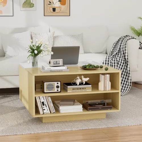 Vista 9 de Mesa de centro elevable con almacenamiento, mesa cuadrada central de madera natural estriada con almacenamiento abierto, mesa central para sala