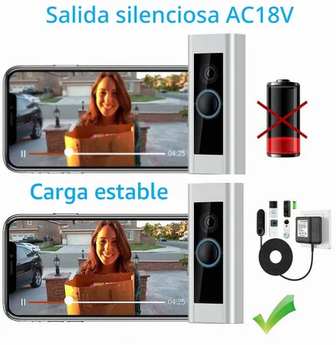 Vista 7 de Timbre de video negro, transformador de potencia especial, adaptador de corriente para timbre de puerta de 18V500MA, compatible con Ring, Nest