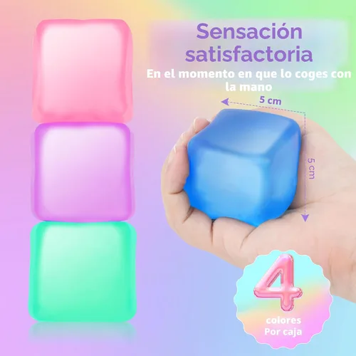 Vista 4 de Paquete de 4 cubos de juguete antiestrés para aliviar la ansiedad y el estrés con sustancia gruesa, juguetes antiestrés para el aula, bolas