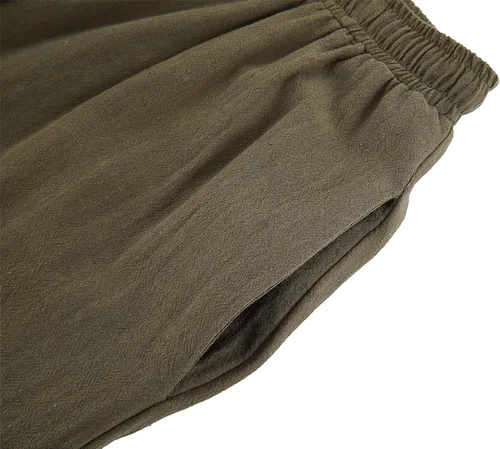 Vista 4 de Pantalones de tobillo medievales para niños y niños, disfraz de pirata vikinga, con cordones y bandas cónicas, pantalones góticos