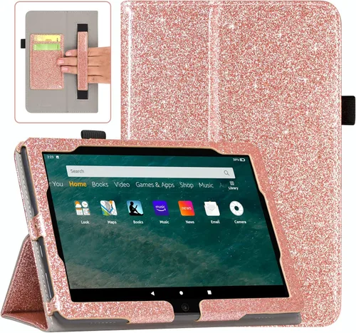Vista 9 de ACdream Funda para tablet Fire HD 8 y 8 Plus de 10ª generación 2021, funda delgada de piel sintética, con soporte plegable, encendido y apagado