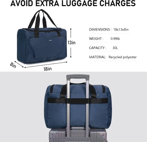 Vista 6 de ECOHUB Para Spirit Airlines - Bolsa de artículos personales de 18 x 14 x 8 pulgadas, plegable, artículos esenciales de viaje, bolsa de viaje