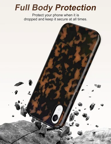 Vista 24 de Jusy Funda compatible con MagSafe con estampado de caparazón de tortuga marrón para iPhone 7/8/SE, cubierta protectora de TPU suave magnética