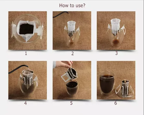 Vista 3 de 50 bolsas de papel de filtro de café portátil, bolsa de café colgante para goteo, bolsa de café desechable de una sola porción perfecta para viajes