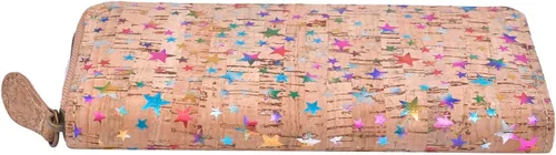 Vista 4 de Shop LC Handcrafted and Tribal Pattern Two Zipper Closure Cork Wallet Birthday Gifts