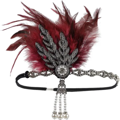 Vista 2 de Positive Costume Diadema vintage con diseño de margaritas Buchanan, disfraz de tiara de hoja de Gatsby, accesorio para el cabello de los años 20