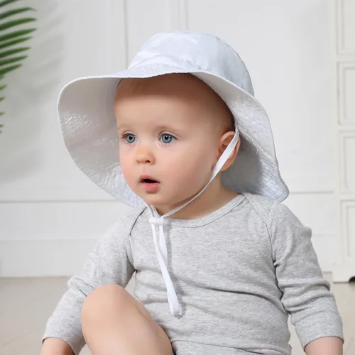 Vista 7 de Sombrero de sol para bebé, cara sonriente, sombrero de sol para niños y niñas, gorra ajustable con protección solar UPF 50+