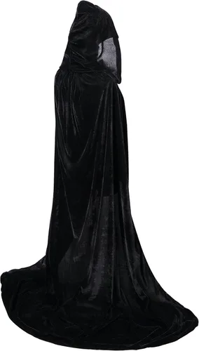 Vista 9 de VGLOOK Capa unisex con capucha para adultos, capa de terciopelo para disfraces de Halloween y cosplay Negro