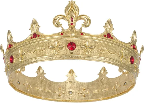 Vista 8 de SWEETV King Crown, Medieval Crown for Men, Men's Headband Prince Estilo 2: oro+verde