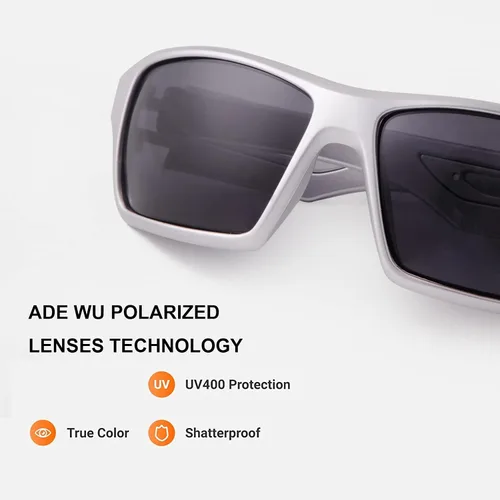 Vista 3 de ADE WU Gafas de sol deportivas polarizadas para hombre, gafas de sol rectangulares de moda para hombre