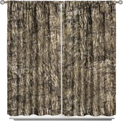 Vista 40 de Cortinas opacas de camuflaje de bosque, animales salvajes, osos, ciervos, alces, con bolsillo para barra, para sala de estar, dormitorio, decoración