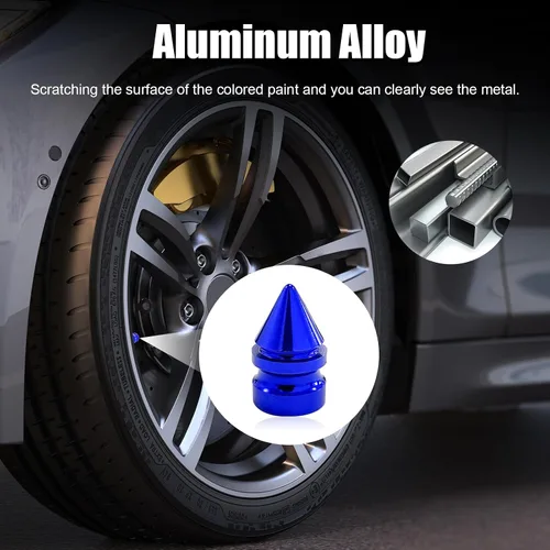Vista 5 de Ziciner 4 piezas de tapas para válvulas de neumáticos de automóvil, accesorios de aleación de aluminio con espigas para neumáticos, cubiertas