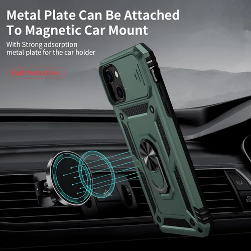 Vista 2 de Funda para iPhone 13 Mini con cubierta para lente de cámara, protector de pantalla HD, protección contra caídas de grado militar de 10 pies, soporte