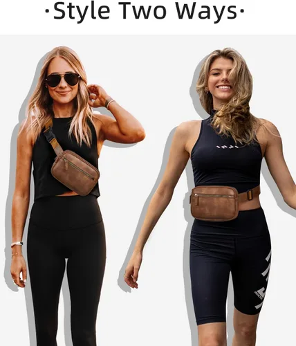 Vista 2 de WESTBRONCO Riñoneras para mujer, riñoneras de moda con correa ajustable, bolsa de cinturón de piel sintética con múltiples bolsillos, bolso cruzado