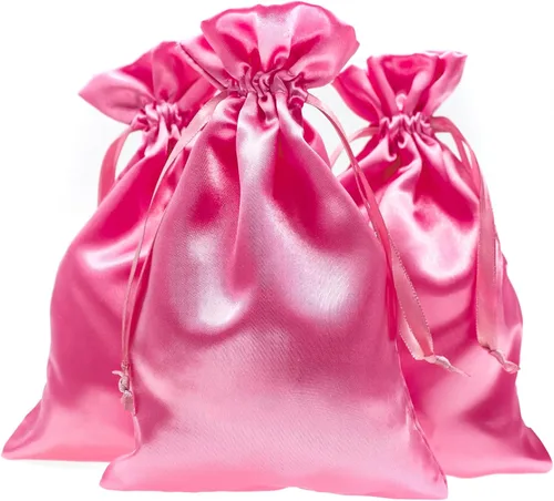 Vista 5 de Bolsas de regalo de satén azul bebé de 4 x 6 pulgadas, bolsas de joyería, bolsas de cordón para recuerdos de boda, baby shower, Navidad, 50 por