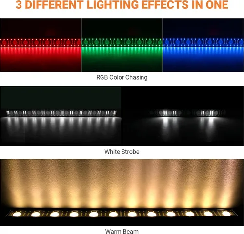 Vista 2 de Barra de luz de escenario alimentada por batería: 150W 3IN1 RGBW cambio de color - Inalámbrico 2.4G DMX y control remoto - Efectos estroboscópicos