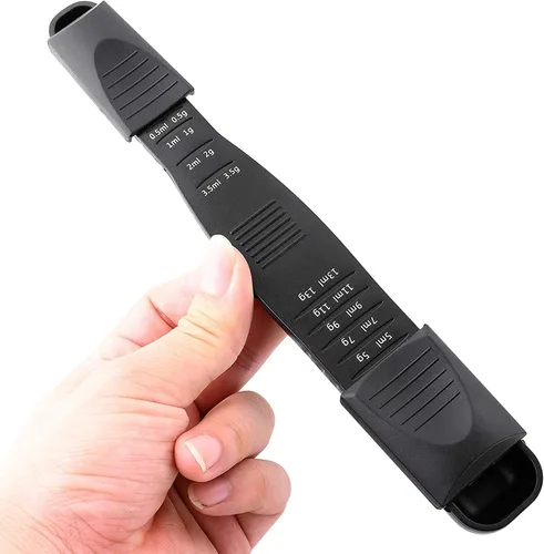 Vista 4 de M&c Cuchara medidora ajustable de doble cara – Cuchara dosificadora con nivelador en gramos y ml – para ingredientes secos o líquidos, hornear