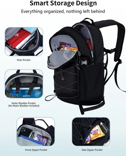Vista 3 de ECOHUB Mochila pequeña de senderismo para hombres y mujeres, mochilas de viaje ligeras de 20 litros, resistentes al agua, para acampar, ciclismo