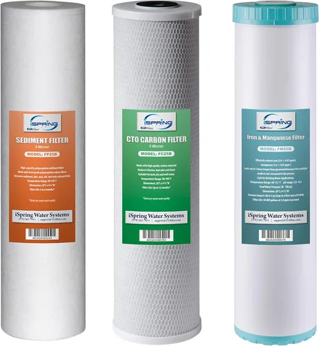 Vista 17 de iSpring F2WGB22B Juego de repuesto de filtro de agua de 2 etapas de 4.5 x 20 pulgadas para toda la casa con cartuchos de bloque de sedimentos