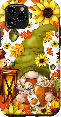 Vista 26 de iPhone 15 Hello Fall Gnomo para mujer, diseño de hojas de otoño, diseño de calabaza