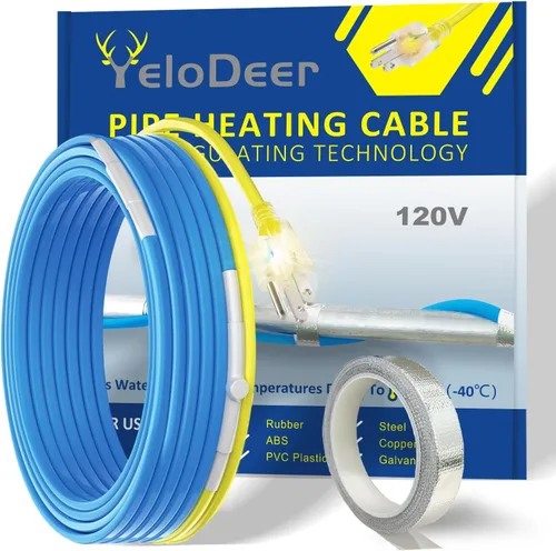Vista 13 de Cinta de calor de 6 pies para protección contra congelación de tuberías de agua, YeloDeer con traza de calor autorregulable con termostato, cable
