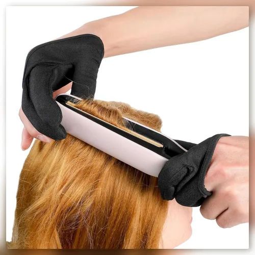 Vista 5 de 2 guantes resistentes al calor para peinar el cabello, varita rizadora de 3 dedos, guantes de protección reutilizables para peluquero protector