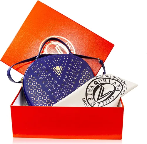 Vista 5 de Valentino Orlandi Bolso grande de diseñador italiano para mujer, bolso de boliche, asa superior, tanzanita, bordado, de piel auténtica, diseño