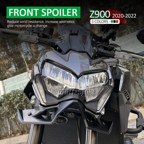 Vista 2 de Accesorios de motocicleta Z900 2022 - 2020, rojo, negro, verde, alerón delantero desnudo, alerón aerodinámico para Kawasaki Z900 (negro)