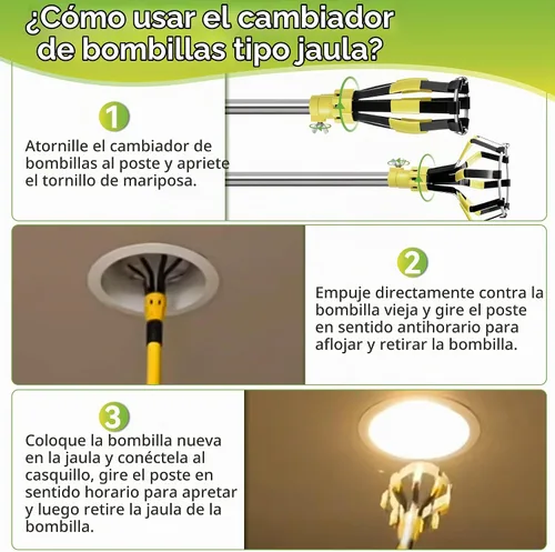 Vista 7 de Dreyoo Juego de 3 cambiadores de bombillas, poste no incluido, amarillo