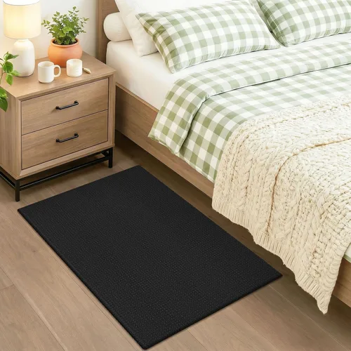 Vista 8 de KOZYFLY - Tapete para puerta de interior, lavable, pequeña, antideslizante, con respaldo de goma, felpudo de algodón para el hogar, color negro