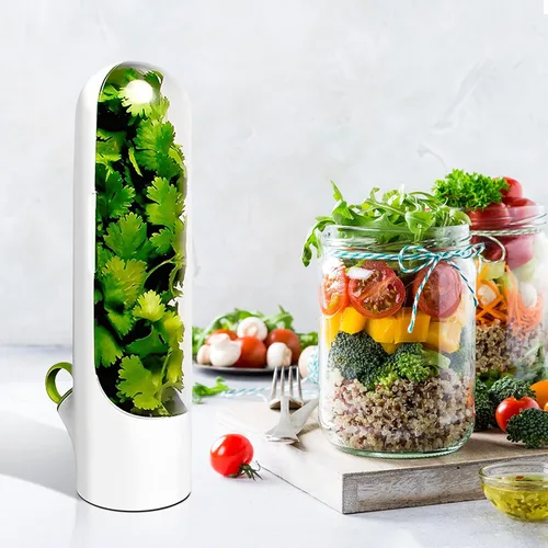 Vista 2 de Protector de hierbas para refrigerador, botella de conservación de verduras, contenedor de almacenamiento de hierbas, conservador de hierbas frescas