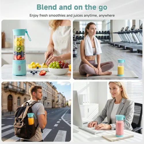 Vista 13 de COKUNST Portable Blender, 18oz Small Smoothie Blender with Extra Lid, Green