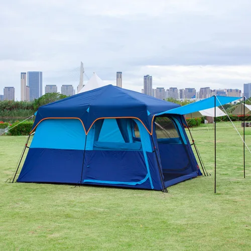 Vista 10 de KTT Extra Large Tent 8-10-12-14 Person(A),Family Cabin Tents,2 Rooms,3 Doors and 3 Windows with Mesh,Straight Wall,Waterproof,Double Layer,Big Tent