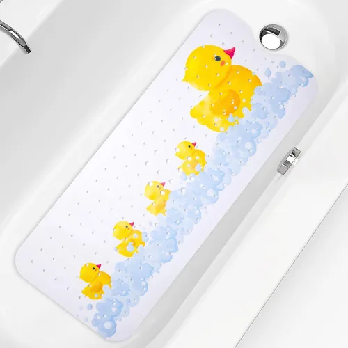 Vista 13 de PRATIQUE Alfombra de baño para niños antideslizante de 40 x 16 pulgadas, extra larga, tapete de baño para niños, tapete de seguridad antideslizante