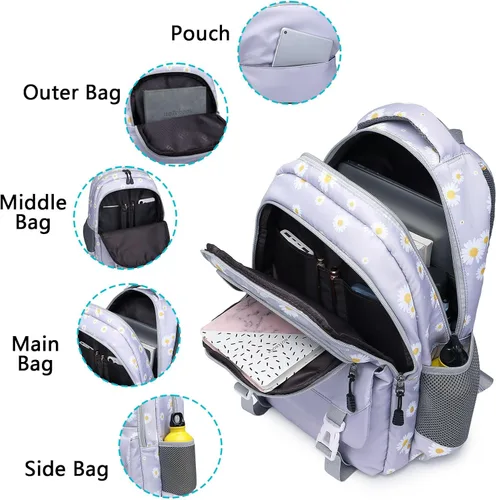 Vista 5 de Asge Backpack for Girls Backpack Teenage School Backpack College Bookbag for Kids Casual Daypack with Lunch Box